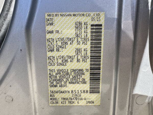 2015 Nissan NV